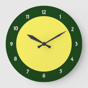 Green Trim White Number Clock Face Modern Clock Große Wanduhr
