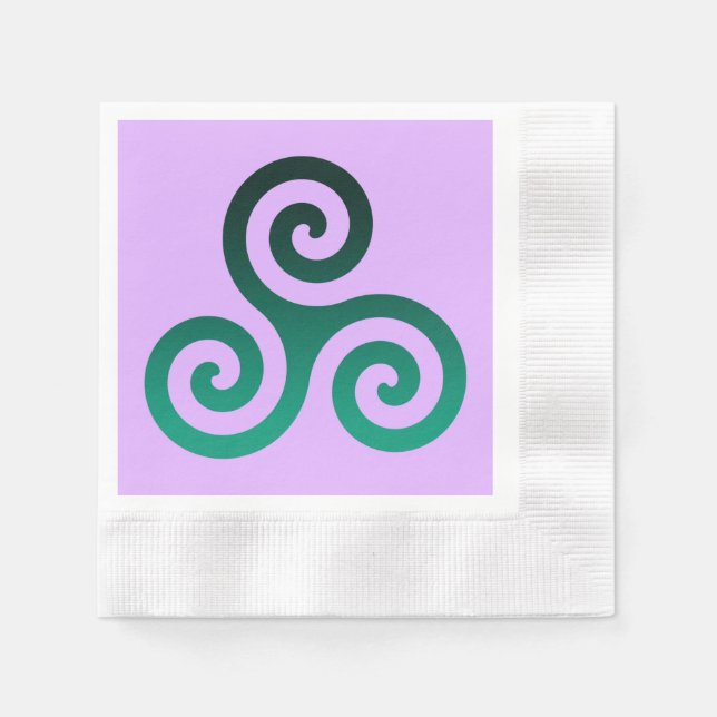 Green Triskele Antikes keltisches Symbol Lilac Serviette (Vorderseite)