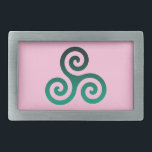 Green Triskele Antikes keltisches Symbol Rosa Rechteckige Gürtelschnalle<br><div class="desc">Green Triskele Symbol. Das Symbol Triskele oder Triskelion besteht aus drei Spiralen oder drei Armen,  die miteinander verflochten sind,  als ob es sich von seiner Mitte aus bewegt. Dieses keltische Symbol der Bewegung oder Handlung repräsentiert die drei Welten: die Himmelswelt,  die physische und die spirituelle.</div>