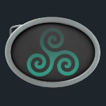 Green Triskele Antikes keltisches Symbol Schwarz Ovale Gürtelschnalle<br><div class="desc">Green Triskele Symbol. Das Symbol Triskele oder Triskelion besteht aus drei Spiralen oder drei Armen,  die miteinander verflochten sind,  als ob es sich von seiner Mitte aus bewegt. Dieses keltische Symbol der Bewegung oder Handlung repräsentiert die drei Welten: die Himmelswelt,  die physische und die spirituelle.</div>