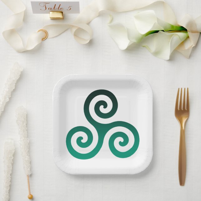 Green Triskele Pappteller (Hochzeit)