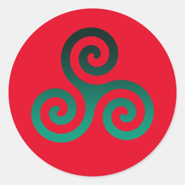 Green Triskele Vivid Red Runder Aufkleber (Vorderseite)