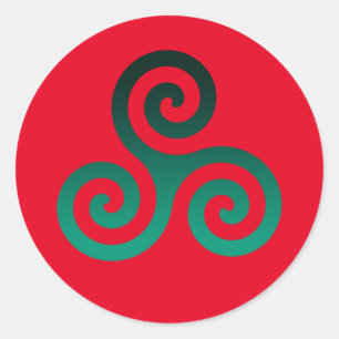 Green Triskele Vivid Red Runder Aufkleber