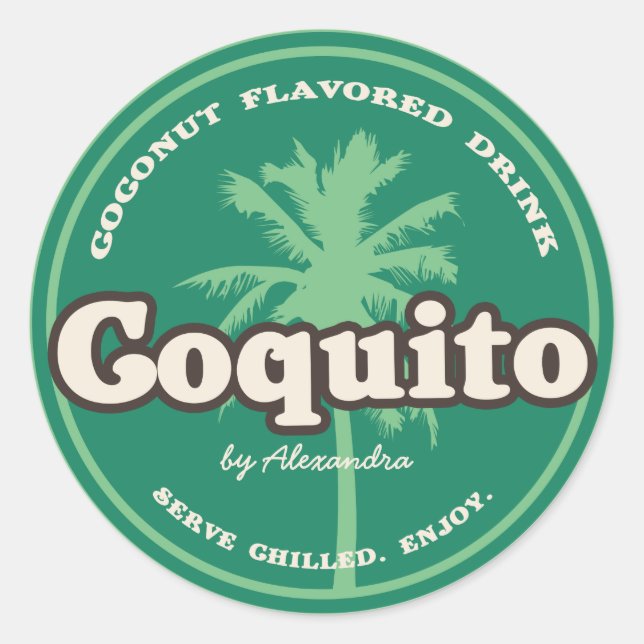 Green Tropical Coquito Runder Aufkleber (Vorderseite)