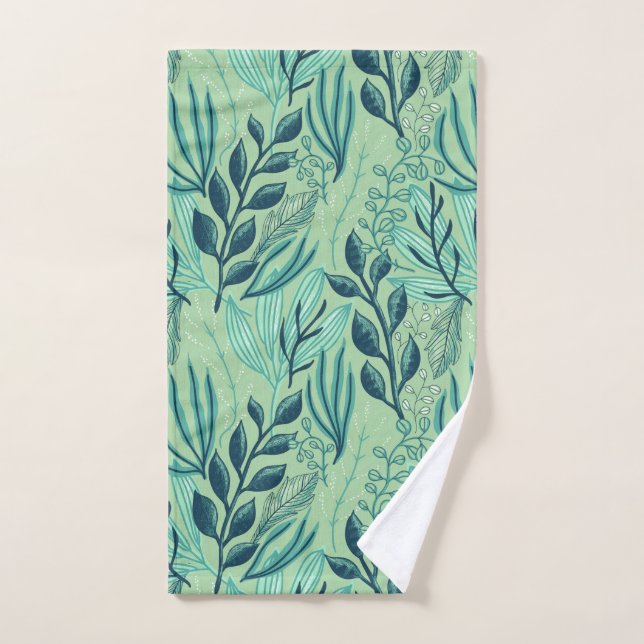 Green Tropical Feuille Caribbean Foliing Imprimer  (Serviette à main)
