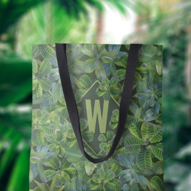 Green Tropical Feuille Motif Monogramme Sac fourre (It's got enough greenery to make a sloth jealous, plus a nifty spot for you to add your initial)