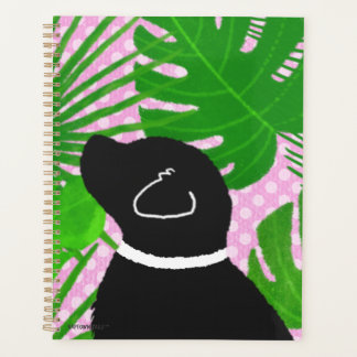 Green Tropical Island Black Dog Planner Planer