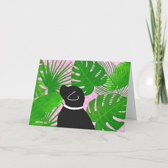 Green Tropical Island Black Dog Vielen Dank Karten (Vorderseite)