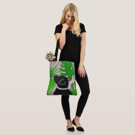 Green Tropical Island Black Dot Tote Bag Tasche