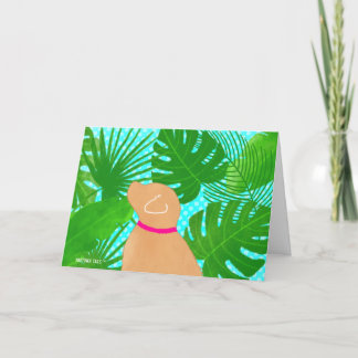 Green Tropical Island Yellow Dog Danke, Cards Dankeskarte