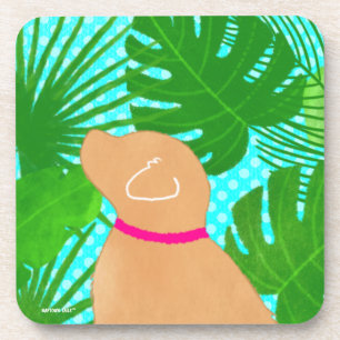 Green Tropical Island Yellow Dog Untersetzer Set