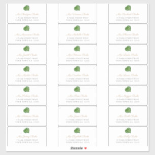 Green Tropical Leaf Guest Envelope Address Labels
