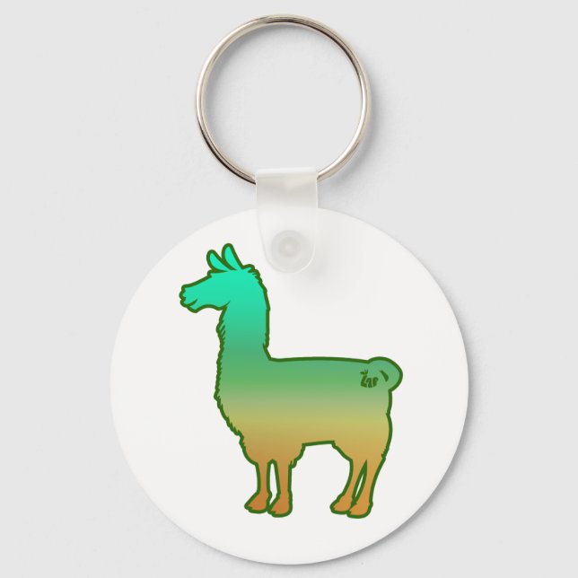 Green Tropical Llama Schlüsselanhänger (Vorderseite)