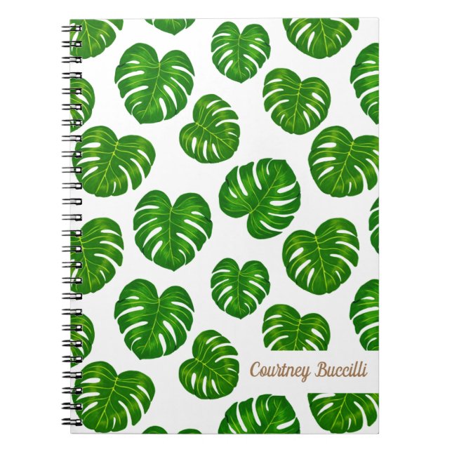 Green Tropical Monstera Blätter Muster Notizblock (Vorderseite)