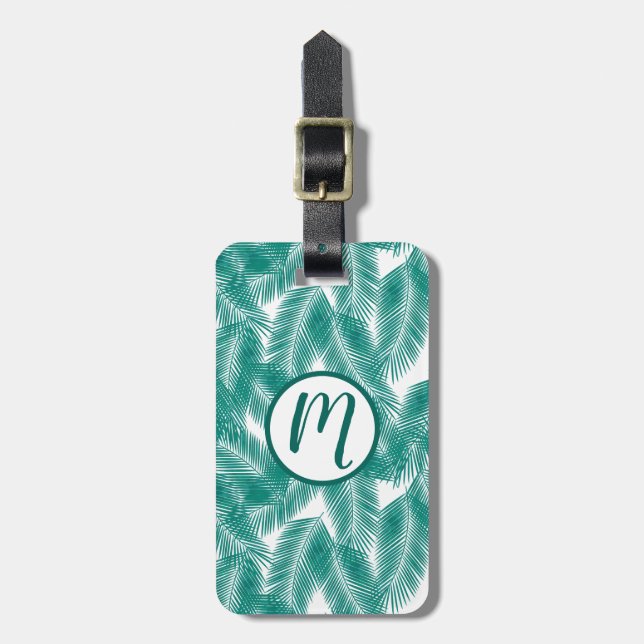 Green Tropical Palm Blätter Muster Gepäckanhänger (Vorderseite vertikal)