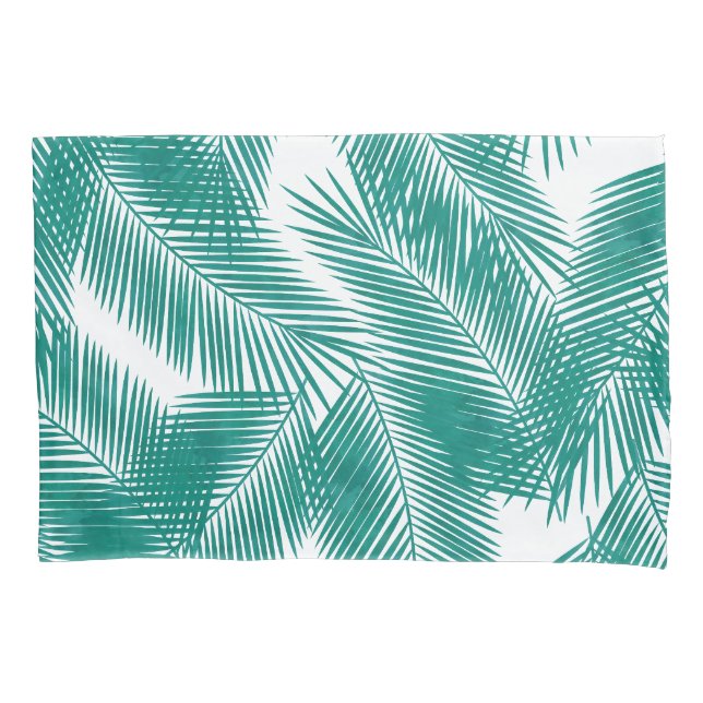 Green Tropical Palm Blätter Muster Kissenbezug (Vorderseite)