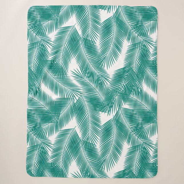 Green Tropical Palm Blätter Muster Sherpadecke (Vorderseite)