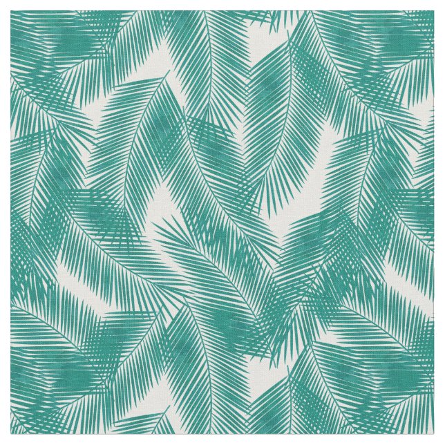 Green Tropical Palm Blätter Muster Stoff (Nahaufnahme)