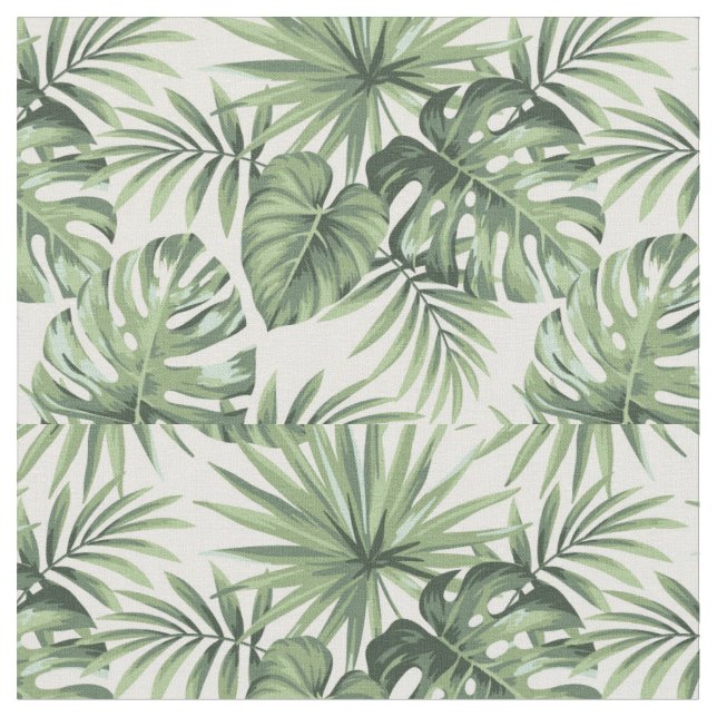Green Tropical Palm Blätter Muster Stoff (Nahaufnahme)