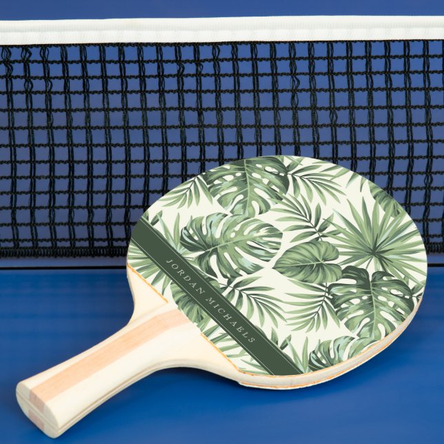 Green Tropical Palm Blätter Muster Tischtennis Schläger (InSitu)