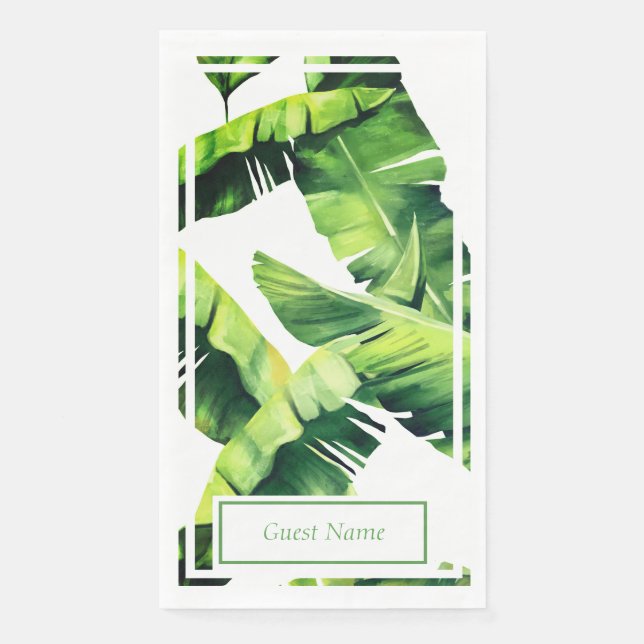 Green Tropical Palm Blätter Papier Handtücher Serviette (Vorderseite)