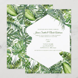 Green Tropical Palm Blätter Summer Island Wedding Einladung