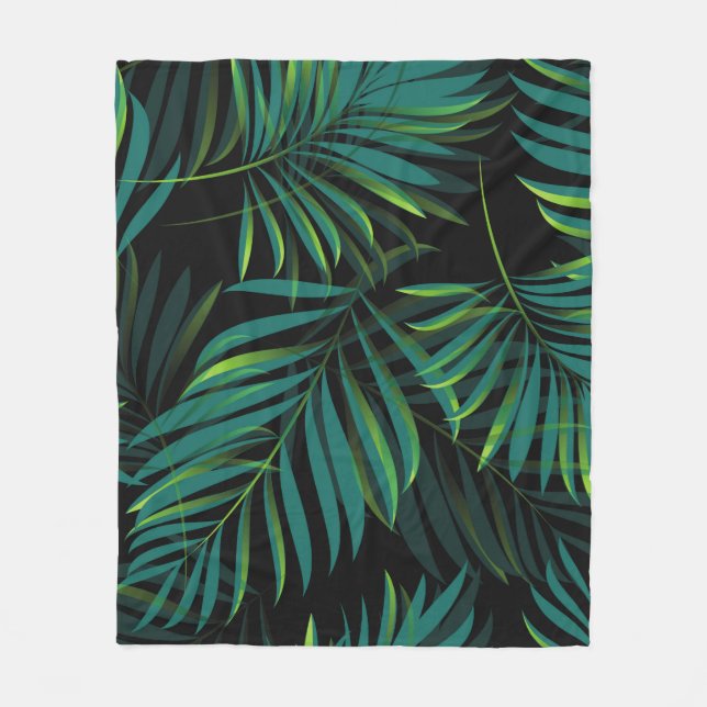 Green tropical palm leaves. Seamless pattern graph Fleecedecke (Vorderseite)