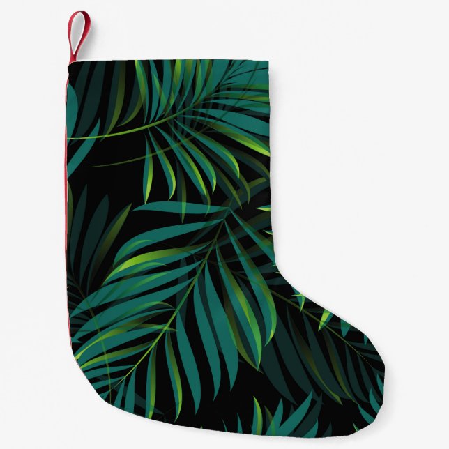 Green tropical palm leaves. Seamless pattern graph Kleiner Weihnachtsstrumpf (Vorderseite)