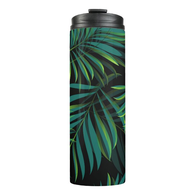 Green tropical palm leaves. Seamless pattern graph Thermosbecher (Vorderseite)
