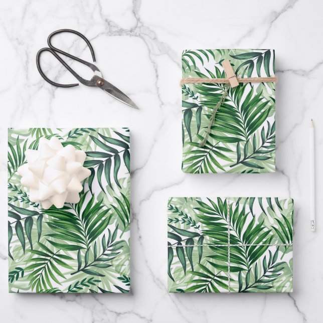 Green Tropical Palm & Monstera Blätter (Vorderseite)