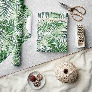 Green Tropical Palm & Monstera Blätter Geschenkpapier