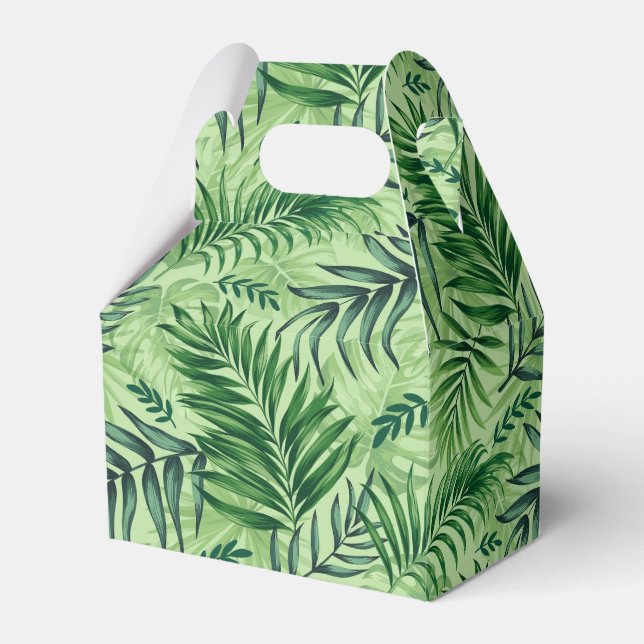 Green Tropical Palm & Monstera Blätter Geschenkschachtel (Vorderseite)