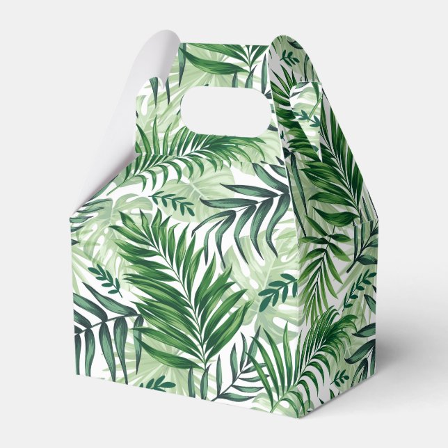Green Tropical Palm & Monstera Blätter Geschenkschachtel (Vorderseite)