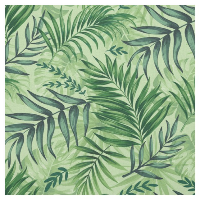 Green Tropical Palm & Monstera Blätter Stoff (Muster)