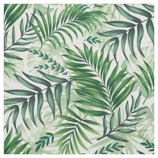 Green Tropical Palm & Monstera Blätter Stoff (Muster)