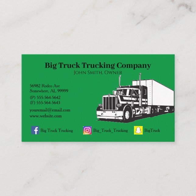 Green Trucking Company Visitenkarte (Vorderseite)