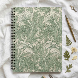 Green Tulips William Morris Spiral Notebook Notizblock