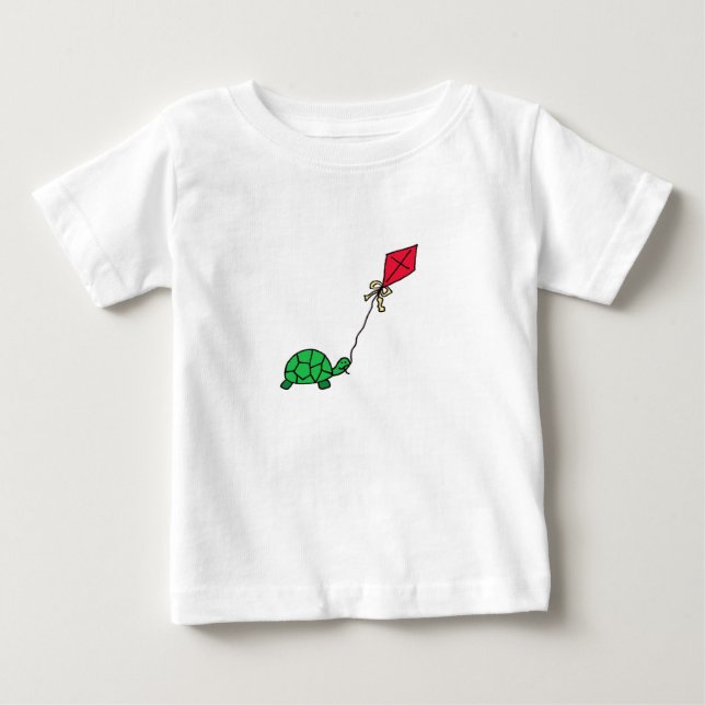 Green Turtle Flying Red Kite Baby T-shirt (Vorderseite)