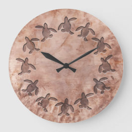 Green Turtle Hammered Metal Pattern Wall Clock Große Wanduhr