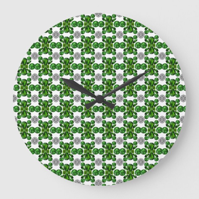 Green Turtle Pattern Große Wanduhr (Vorderseite)