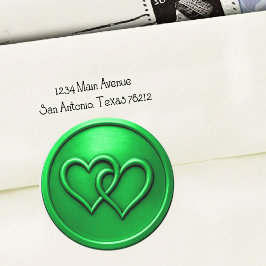 Green Two Hearts Intertwined Wedding Runder Aufkleber