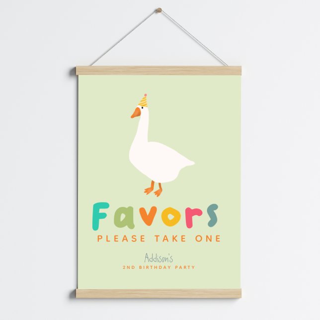 Green Two Silly Goose 2nd Birthday Favor Sign Poster (Von Creator hochgeladen)