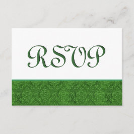 Green UAWG Damask Wedding C103 RSVP Karte