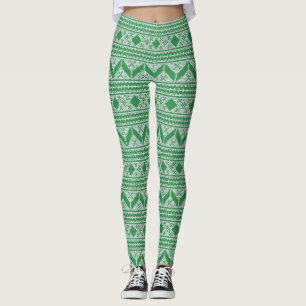 Green Uggli Christmas Sweater Muster Leggings