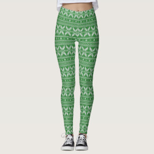 Green Uggli Christmas Sweater Muster Leggings