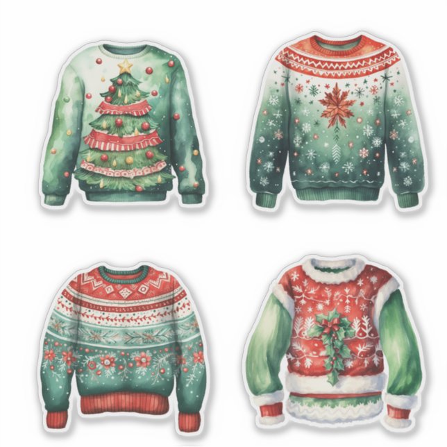 Green Ugly Christmas Sweaters Aufkleber (Vorderseite)
