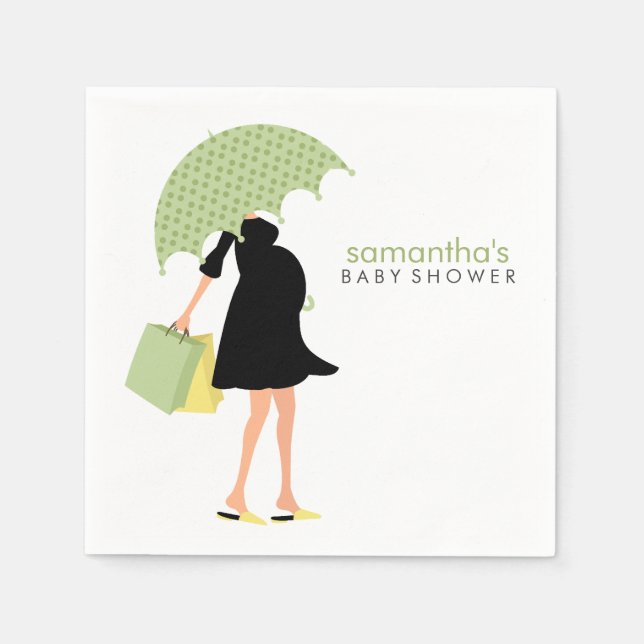Green Umbrella Mommy Baby Dusche Serviette (Vorderseite)