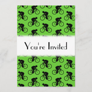 Green und Black Bicycle Pattern. Einladung