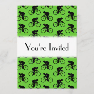 Green und Black Bicycle Pattern. Einladung