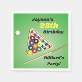 Green und Black Billiard Pool Party Paper Napkin Serviette